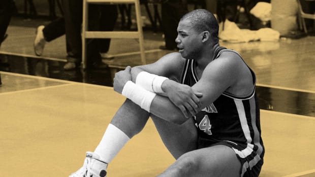 (1984) Auburn junior Charles Barkley crying after Kentucky hits a last second shot for a 51-49 win in the championship game of the SEC tournament at Memorial Gym