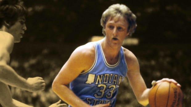 March 17, 1979; Indiana State forward Larry Bird during the 1979 NCAA Tournament