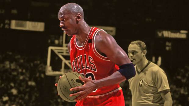 hicago Bulls guard (23) Michael Jordan in action against the Philadelphia 76ers at the Spectrum. 