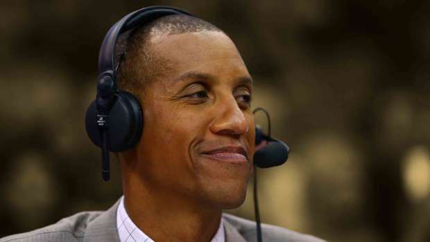 TNT tv announcer Reggie Miller during the Phoenix Suns against the Los Angeles Lakers at US Airways Center. 