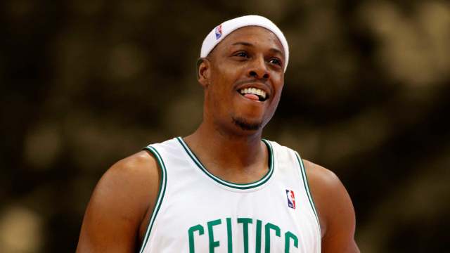 Boston Celtics forward Paul Pierce (34) reacts after a play as his team takes on the Toronto Raptors during the second quarter at the XL Center. The Celtics defeated the Raptors 106-90.