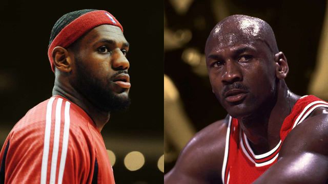 Cleveland Cavaliers forward LeBron James; Chicago Bulls guard Michael Jordan