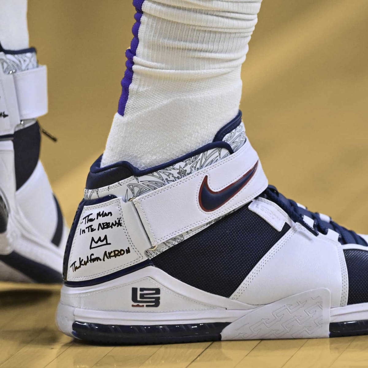 The Nike LeBron shoes worn by Los Angeles Lakers forward LeBron