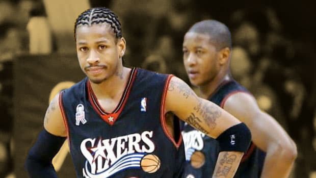 Philadelphia 76ers guards Allen Iverson and Eric Snow