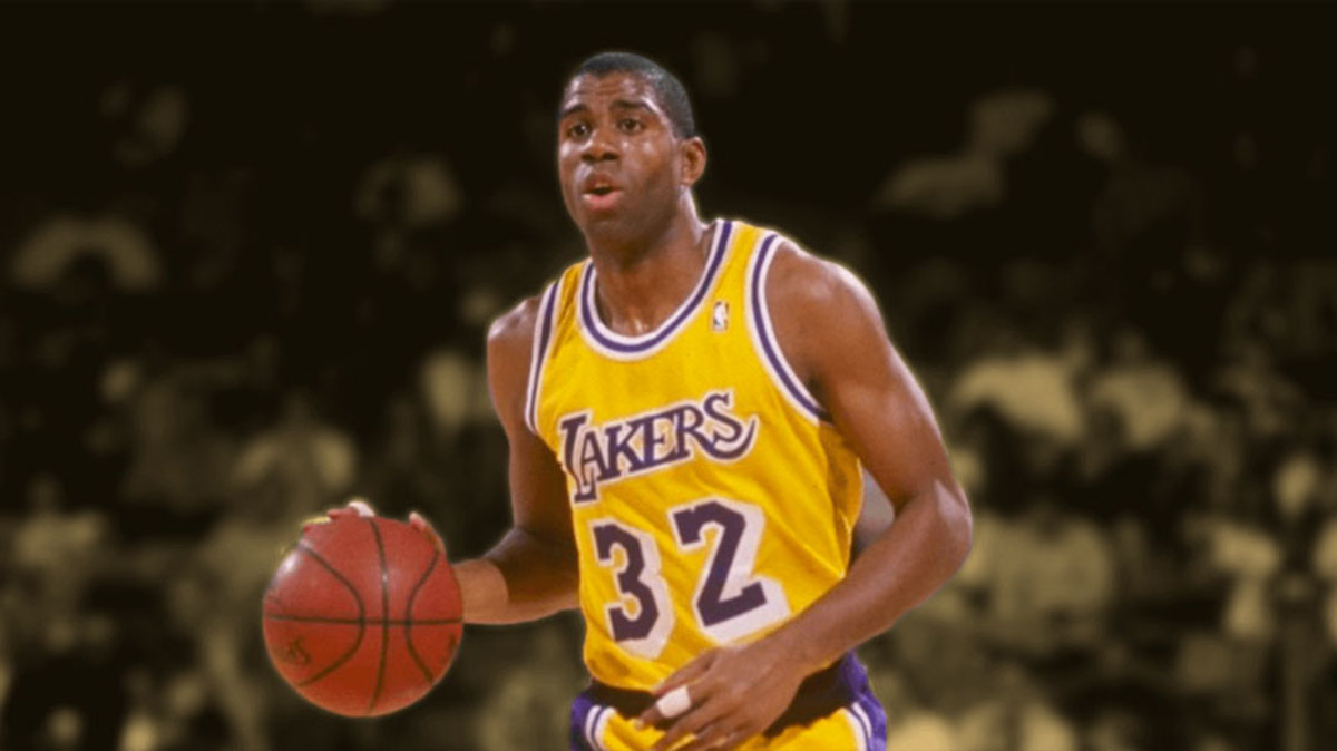 Vintage Lakers Champion Jersey Magic Johnson I think - Depop