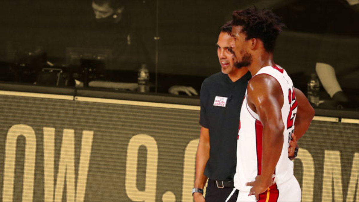 Heat's Jimmy Butler and Coach Erik Spoelstra Sideline Argument
